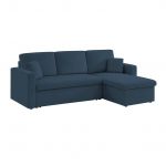 Sofá Cama Sweeek de Canto de Veludo Cotelê Grande de 3 Lugares Ida Veludo Cotelê Azul 219x84x68 cm