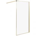 Beliani Painel de Duche em Vidro Temperado 100 x 190 cm sem Porta com Armação Dourada