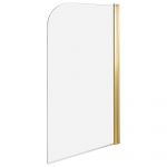 Beliani Painel de Duche em Vidro Transparente Temperado com Alumínio Dourado 140 x 80 cm Ajustável Minimalista