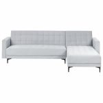 Sofá Cama Beliani de Canto à Direita Estofado em Veludo Cinzento Claro Peça Moderna em Forma de L Modular 4 Lugares Chaise-longue à Esquerda