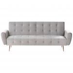 Sofá Cama Beliani de 3 Lugares Estofado em Veludo Cinzento Claro com Bolso Lateral Moderno Confortável e Elegante