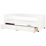 Beliani Cama de Solteiro com Arrumação em Veludo Branco-creme 90 x 200 cm com 2 Gavetas e Estrado de Ripas para Quarto Infantil de Estilo Elegante