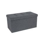 Songmics Banco Dobrável de Linho 76x38x38cm Cinza Escuro