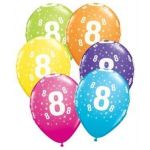Qualatex Pack 6 Balões Impressos Aniversário nº 8 Tropical - 040017847