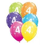 Qualatex Pack 6 Balões Impressos Aniversário nº 4 Tropical - 020017834
