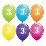 Qualatex Pack 6 Balões Impressos Aniversário nº 3 Tropical - 020017830