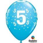 Qualatex Pack 6 Balões Impressos Aniversário nº 5 Pale Blue - 020017843