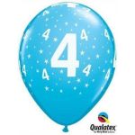 Qualatex Pack 6 Balões Impressos Aniversário nº 4 Pale Blue - 020017840