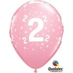 Qualatex Pack 6 Balões Impressos Aniversário nº 2 Rosa - 020017825