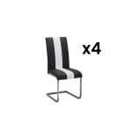 Vente Unique Conjunto de 4 Cadeiras em Pele Sintética Trinity Pele Sintética Preto e Branco