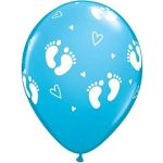 Qualatex Pack 6 Balões 11" Impressos Baby Footprints Azul - 020045652