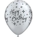 Qualatex Pack 6 Balões 11" Happy Birthday Spark Prateado - 020017928
