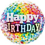 Qualatex Balão Foil 18" Birthday Rainbow Confetti - 020049496