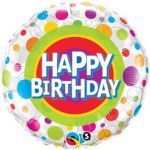 Qualatex Balão Foil 18" Happy Birthday Bolinhas - 020041136