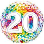 Qualatex Balão Foil 18" 20 Anos Rainbow Confetti - 020049551