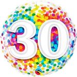 Qualatex Balão Foil 18" 30 Anos Rainbow Confetti - 020049526