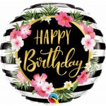 Qualatex Balão Foil 18" Happy Birthday Hibiscus - 020057280