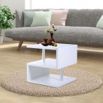 HomCom Mesa Auxiliar Madeira Branco 50 x 50 x 50 cm
