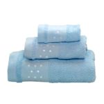 BESTGIFT Toalha de Banho 50x100 Azul com Bolinhas Brancas - 3031