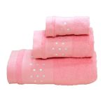 BESTGIFT Toalha de Banho 50x100 Rosa com Bolinhas Brancas - 2945