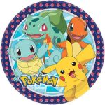 8 Pratos Festa Pokémon 23cm