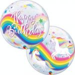 Balão Bubbles Happy Birthday Unicórnio 56cm