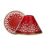 Yankee Candle Red And Gold Snowfall Large Shade And Tray Abajour Grande