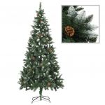 Árvore de Natal Artificial com Pinhas e Brilho Branco 210 cm - 284319