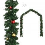 Grinalda de Natal com Enfeites 4 Peças 270 cm Pvc Verde - 284309