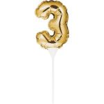 Creative Converting Topo de Bolo Mini Balão Foil Nº 3 Dourado - 120331859
