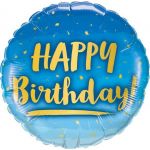 Qualatex Balão Foil 18" Happy Birthday Gold & Blue - 020078676