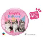 Qualatex Balão Foil 18" Happy Birthday Gatos Studio Pets - 020057623