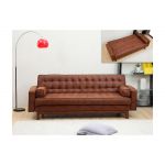 Sofá Vente Unique Cama Clic Clac em Microfibra Castanho Efeito Vintage Eleanor