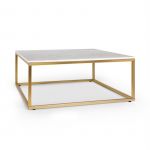 Besoa Mesa White Pearl Ii 81,5x35x81,5cm (lxaxp) Mármore Dourado/branco