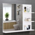 Móvel de WC Kleankin Espelho de Parede para Banheiro com 3 Prateleiras Branco 60x10x48 cm