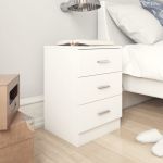 Mesa de Cabeceira 38x35x56 cm Contraplacado Branco - 800450