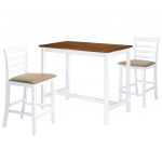 Mesa e Cadeiras de Bar 3 Peças Madeira Maciça Castanho e Branco - 275233