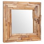 Espelho Decorativo em Teca 60x60 cm Quadrado - 244562