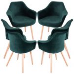 Conjunto 6 Cadeiras Dau Veludo Verde Escuro