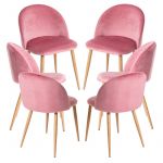 Conjunto 6 Cadeiras Vint Veludo Rosa