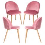 Conjunto 4 Cadeiras Vint Veludo Rosa