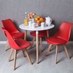 Conjunto Mesa Tower Redonda 80 cm Branca + 4 Cadeiras Synk Pro Vermelho