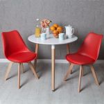 Conjunto Mesa Tower Redonda 80 cm Branca + 2 Cadeiras Synk Pro Vermelho
