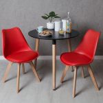 Conjunto Mesa Tower Redonda 80 cm Preta + 2 Cadeiras Synk Pro Vermelho