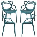 Conjunto 4 Cadeiras de Jardim Korme Verde-azulado