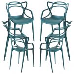 Conjunto 6 Cadeiras de Jardim Korme Verde-azulado