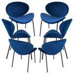 Conjunto 6 Cadeiras Suki Veludo Azul
