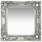Espelho de Parede Estilo Barroco 40x40 cm Prateado - 320306