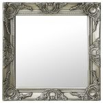 Espelho de Parede Estilo Barroco 50x50 cm Prateado - 320314