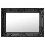 Espelho de Parede Estilo Barroco 60x40 cm Preto - 320331